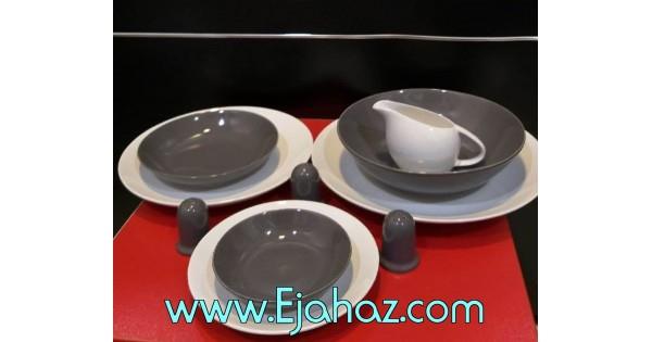 سرویس غذاخوری 30 پارچه چینی سرامیک رنگیطوسی - سفید ترکیبی کلارا رومز